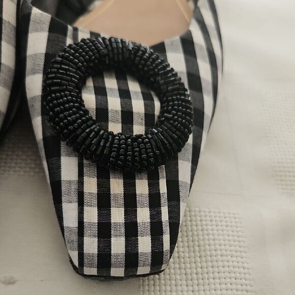 Black and White Checkered Women's Mules - Picture 7 of 16